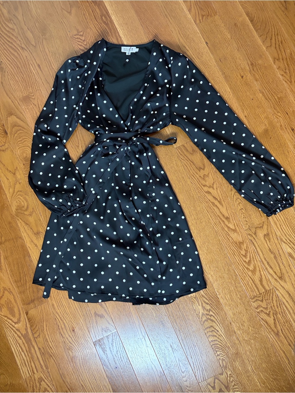 Molly Bracken Black and White Polka Dot Wrap Dress